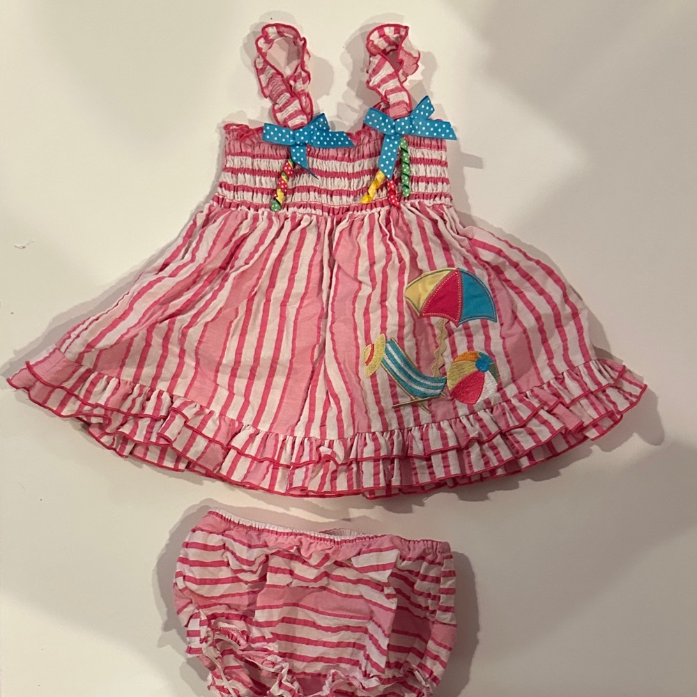 Good Lad Pink Striped Dress with Blue Accents